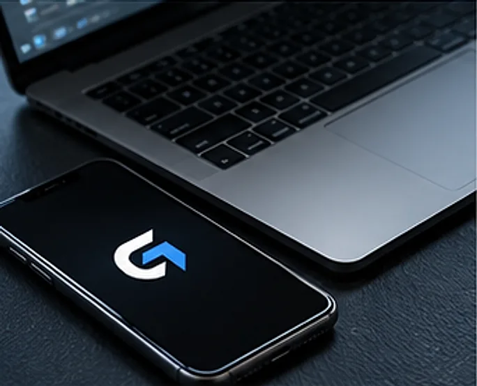 A phone showing the Groundwork Digital logo next to a laptop